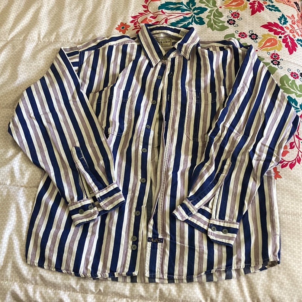 Arizona Jean Company Vintage Long Sleeve Button Up Shirt 100% Cotton Size M